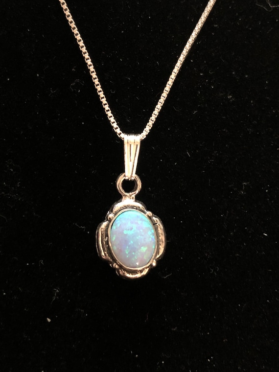 Silver Opal Necklace/ Small Opal Pendant /fire Opal Jewelry - Etsy