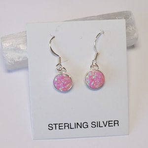 Pink opal earrings/ dangle earrings/tiny opal earrings/.925 sterling silver/ hook earrings/ opal jewelry
