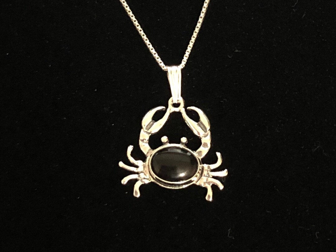 Onyx Crab Necklace /crab Jewelry /pendant Necklace/ Handmade Etsy