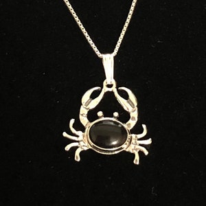 Onyx crab necklace /crab jewelry /pendant necklace/ handmade design /crab jewelry /sterling silver/ dainty jewelry/ Onyx jewelry/Made in USA