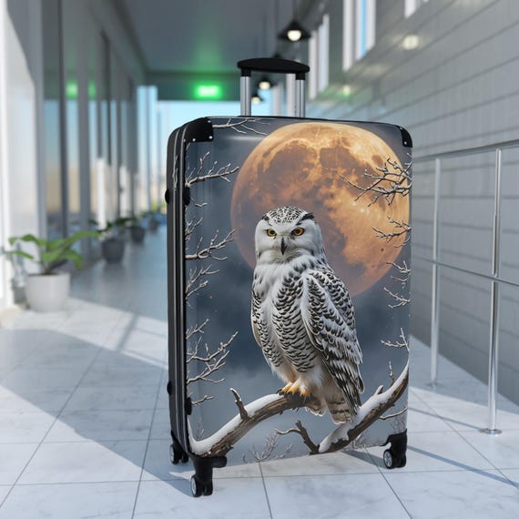 Full Moon Snowy Owl Suitcases