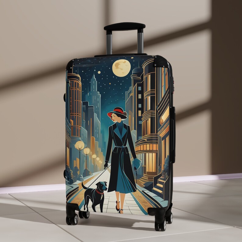 Retro Art Deco Dog Walk Suitcase image 9
