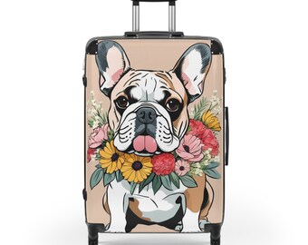 Flower Wreath Bulldog Suitcase