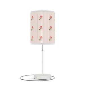 Pink Rosebud Pinstripe Lamp on a Stand, US|CA plug