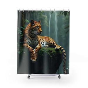 Leopard Print Shower Curtain: Jungle Safari Bathroom Decor