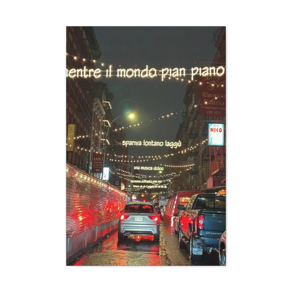 Little Italy Illuminated New York City Street Photography Canvas Gallery Wraps