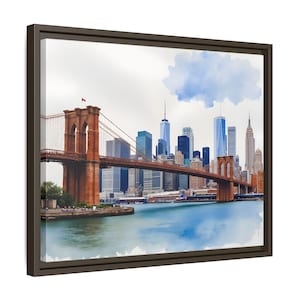 New York City Watercolor Digital Wall Art Prints: Brooklyn Bridge
