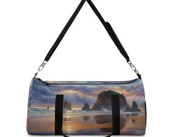 Pacific Coast Beach Duffel | Coastal Travel Bag, Canvas Beach Weekend Tote