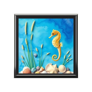 Seahorse Jewelry Box Organizer, Nautical Decor Trinket Holder, Coastal Beach Home Storage Case, Gift for Her, Under the Sea Creature