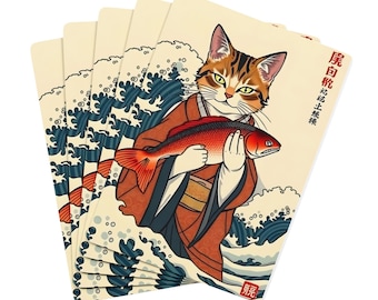 Japanese Fishing Cat Playing Cards | Kawaii Cat Poker Deck