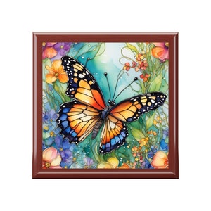 Monarch Buttefly Watercolor Jewelry Box