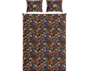 Set di biancheria da letto in cotone con motivo floreale vintage / Copripiumino con stampa floreale