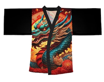 Dragon Long Sleeve Kimono Robe (AOP)
