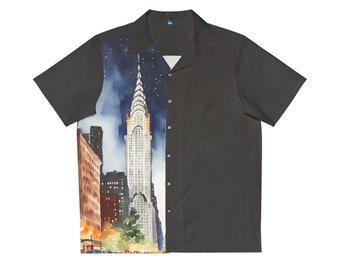 Chrysler Building Graphic Men's Hawaiian Shirt (AOP) S-5XL