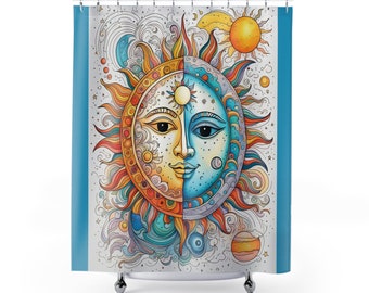 Celestial Sun Moon Shower Curtains