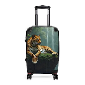 Leopard Lounging Suitcase, Animal Print Travel Luggage, Rolling Suitcase, Carry-On, Checked Bag, Spinner Wheels