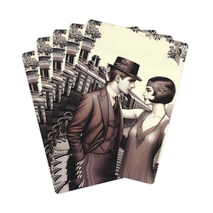 Pokerkarten, Vintage Abschied Paar Verabschiedung am Bahnhof, Art Deco Jugendstil Design, Kartenspiel, Sammelkarten, Spielzubehör,