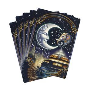Cartas de póker, diseño Art Déco Art Nouveau de Elefante y Luna, baraja para una noche de juegos, regalo único, cartas coleccionables, juegos de cartas, cartas