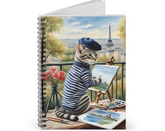 Artist Cat Spiral Notebook - Ruled Line