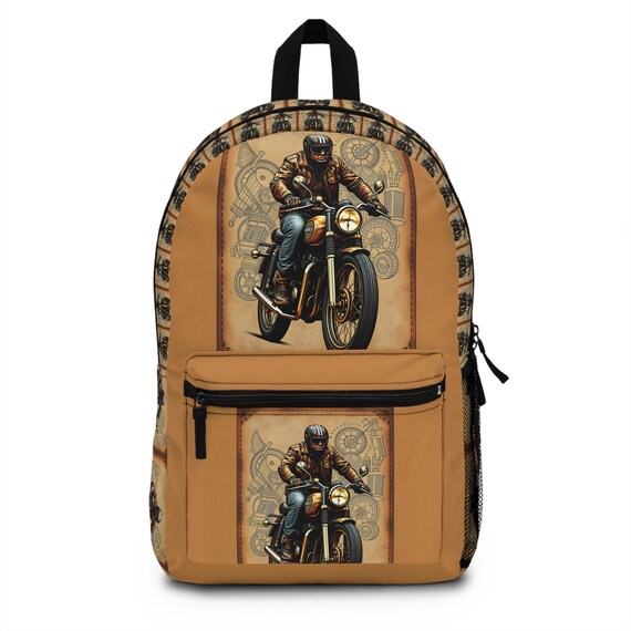 Vintage Biker Backpack: Retro Motorcycle Travel Bag