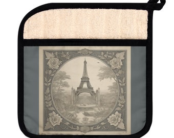 Support pour pot vintage Tour Eiffel Paris avec poche