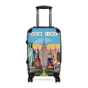 New York City Landmarks Collage Suitcase, 3 sizes