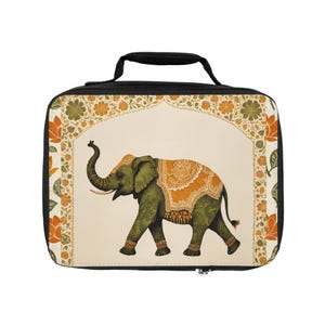 Elephant Lunch Bag, Insulated Tote for Work and School, Lucky Animal Print, Reusable Lunchbox, Cute Lunch Bag, Food Storage Bag