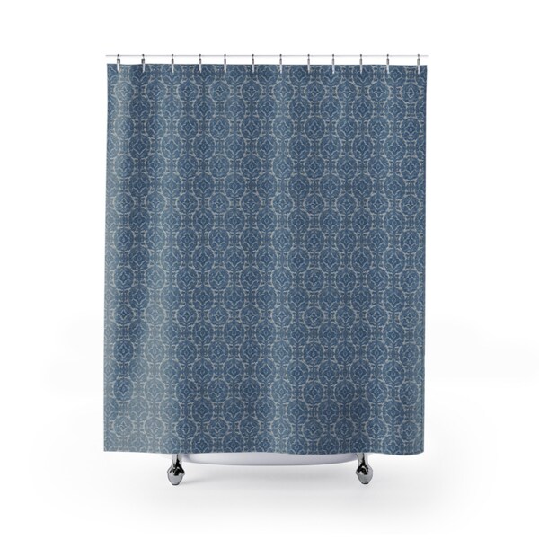 Blue Toile Shower Curtain Etsy