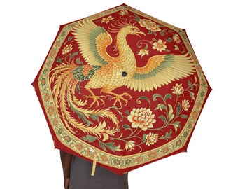 シノワズリ フェニックス傘：東洋風、防水キャノピー