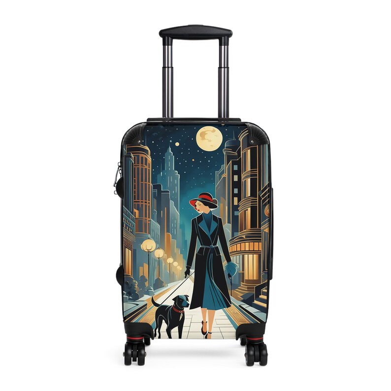 Retro Art Deco Dog Walk Suitcase image 1