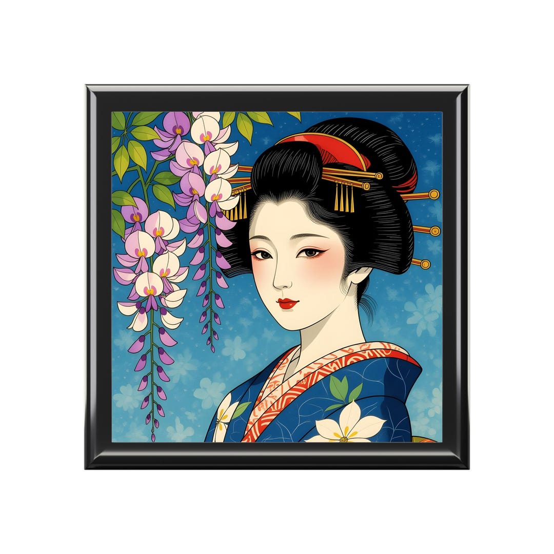 Geisha Portrait Jewelry Box: Hand-painted Oriental Keepsake Case - Etsy