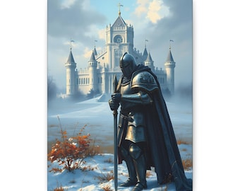 Gothic Knight Castle Canvas Art Print - Medieval Home Decor