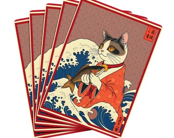 Japanese Cat Poker Cards | Vivid 'Today's Catch' Design