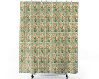 Peach Irises Shower Curtains