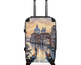 Venice Canal Scene Suitcase | Gondolas, Cathedral Print Travel Luggage