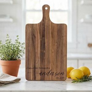 Charcuterie Board Personalized Acacia Wood Serving Board W/ Handle Monogrammed Personalized Cheese Board Engagement Gift Bridal Shower Gift