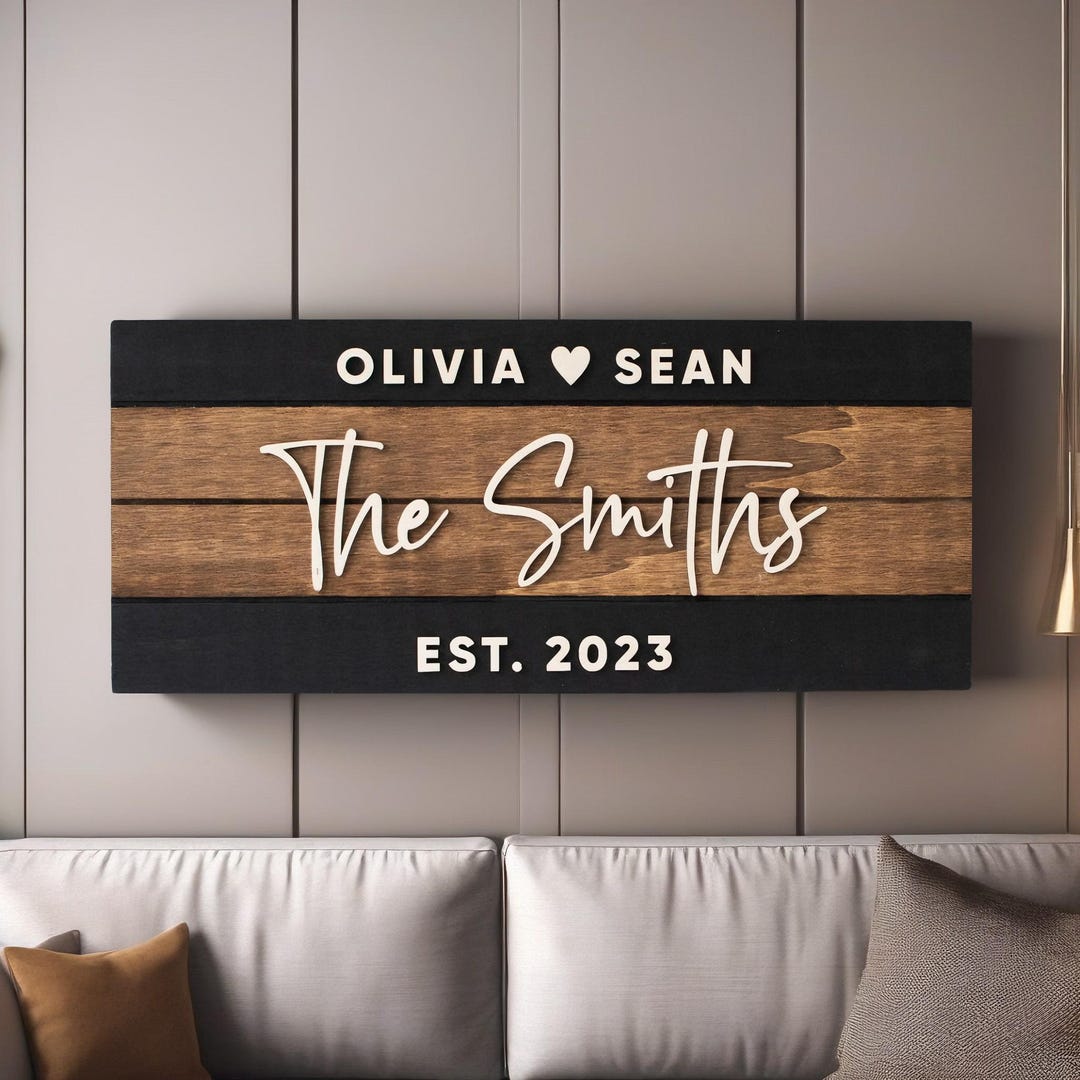 Personalized Family Name Sign Custom Wooden Last Name Sign Wedding Sign ...