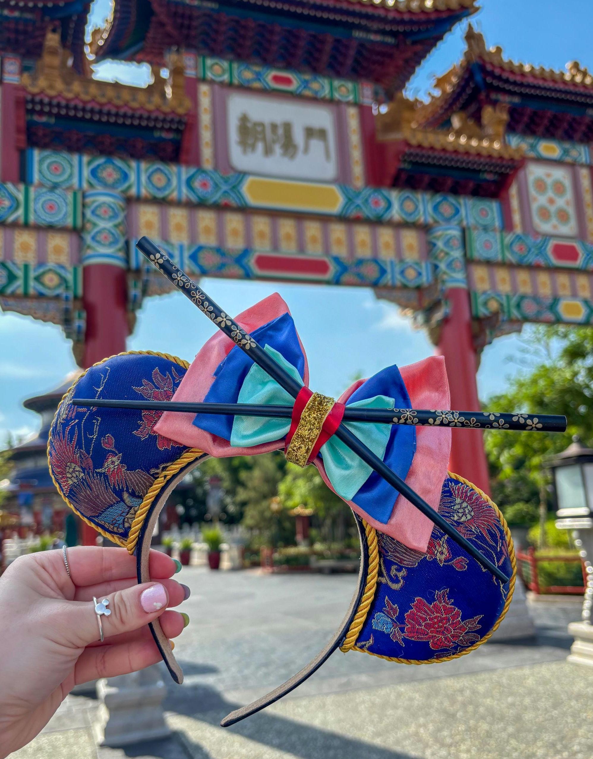Disney Mulan Minnie Ear Headband in Red, Blue & Green with Gold Accent Mulan Minnie Ears Headband ❤️❤️ — Disney | Mercari main image 3