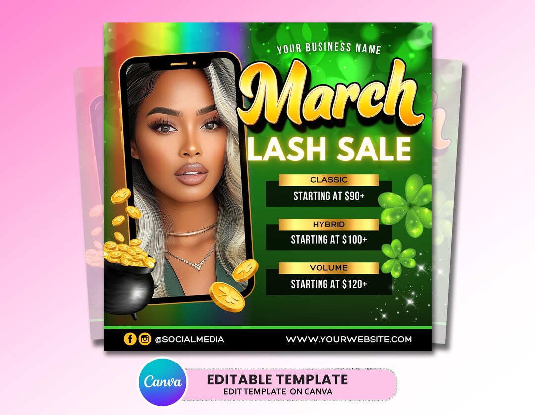 March Lash Sale Flyer, Lash Extensions Flyer, Lash Deals Flyer, Spring ...