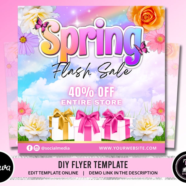 Spring Sale Flyer, Spring Appointment Flyer, Spring Season Flyer, Beauty Hair Lashes Nails Boutique Canva Template Flyer