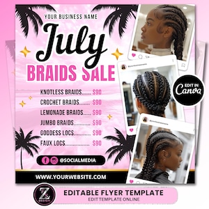 Juli Zöpfe Flyer, Zöpfe Sale Flyer, Haar Flyer, Juli Flyer, Zöpfe Preisliste, Wimpern Flyer, Sommer Flyer, Sommer Flyer, Zöpfe Flyer