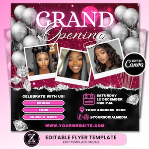Grand Opening Flyer, DIY Celebration Flyer, Event Party Flyer, Launch Flyer, Beauty Hair Nails Lash Boutique Flyer Template