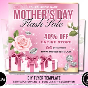 Mothers Day Flyer, May Sale Flyer, Mother Day Sale Appointment Flyer, Beauty Hair Lashes Nails Boutique Canva Template Flyer