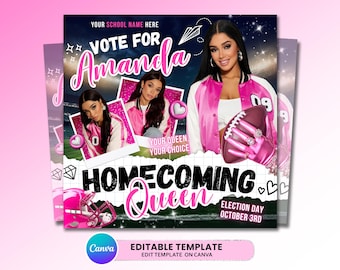 Homecoming Queen Flyer, School Event Template, Homecoming Campaign Flyer, Vote for Me Flyer, Editable Election Queen Flyer Template