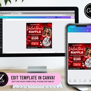 Valentines Day Raffle Giveaway Flyer, DIY Valentines Flyer, Giveaway ...