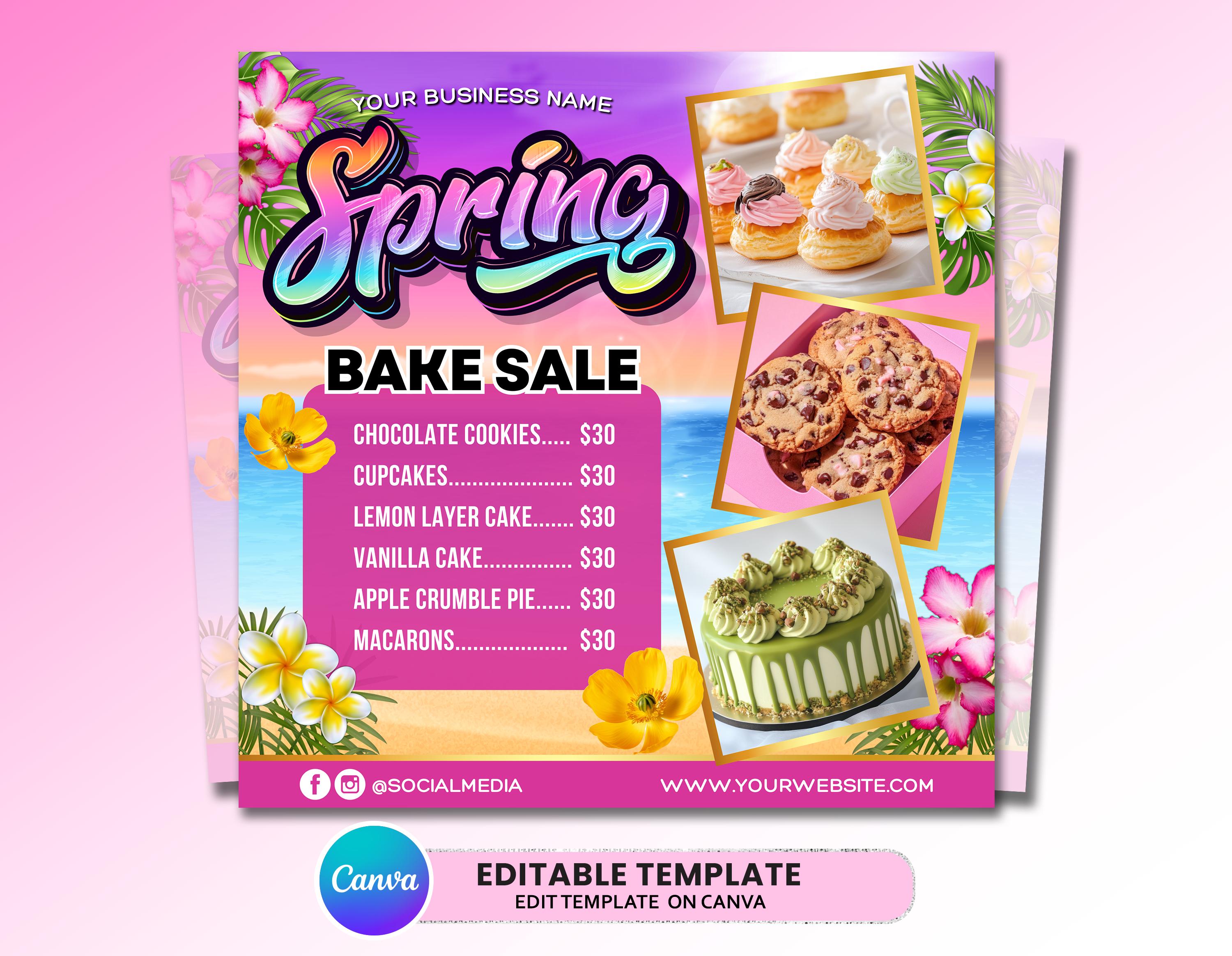 Spring Pastry Shop Spring Bakery Bundle Flyer, Bake Shop Price List Template, Spring ...