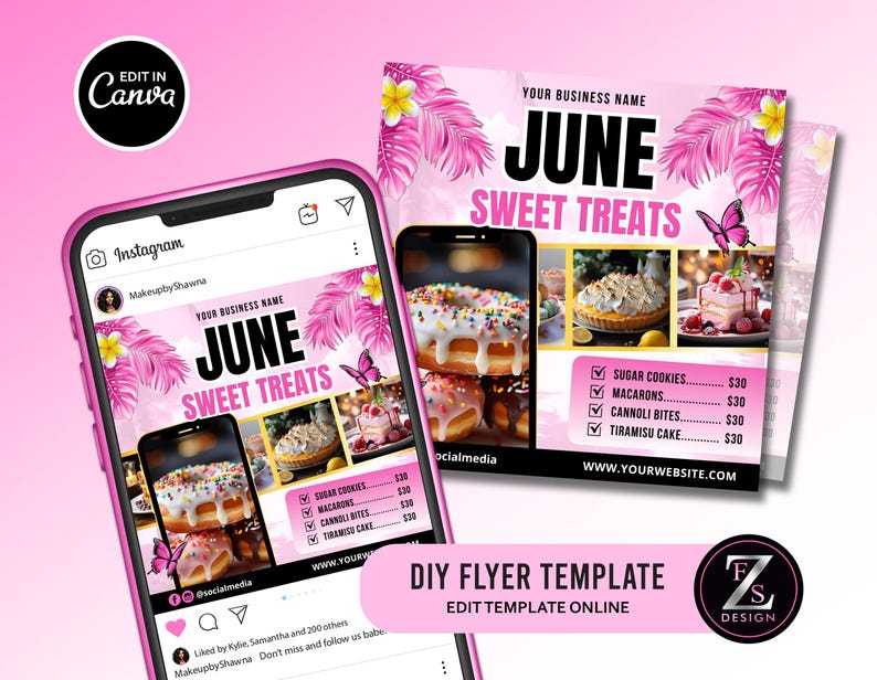 June Bakery Flyer, Bake Sale Flyer, Sweet Treats Flyer, Summer Flyer ...