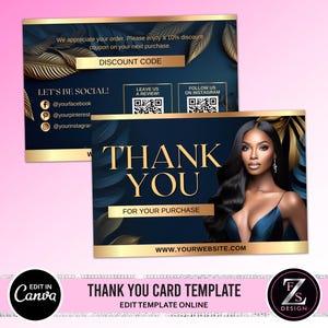 Modèle de carte de remerciement, modèle de carte marketing DIY, modèle de commande d'emballage, ongles, cheveux, maquillage Modèle de cartes marketing