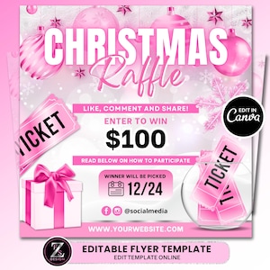 Weihnachtsraffle Giveaway Flyer, Feiertagsflyer, Giveaway Flyer, Weihnachts-Gewinnspiel-Flyer, Winter-Gewinnspiel-Karte-Flyer, Feiertags-Verlosungs-Flyer