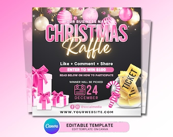 Christmas Raffle Giveaway Flyer, DIY Holiday Flyer, Giveaway Flyer, Holiday Raffle Flyer, Raffle Ticket Flyer, Christmas Giveaway Flyer